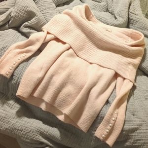 Off the shoulder blush beige sweater XS